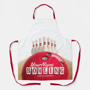 Personalisierte Bowlingkugel Bahnen Pins Retro Lig Schürze