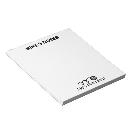 Personalisierte Bowlingkugel-Vorlage schreiben Notizblock (angewinkelt)