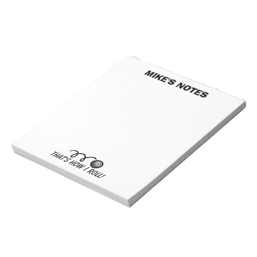 Personalisierte Bowlingkugel-Vorlage schreiben Notizblock (Rotiert)