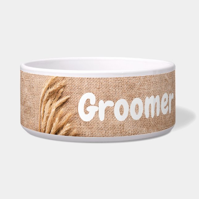 Personalisierte Bowls Weizen auf Burlap Sack Count Napf (Vorderseite)