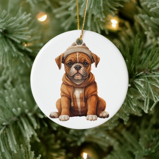 Personalisierte Boxer Dog Art Keramik Ornament (Baum)