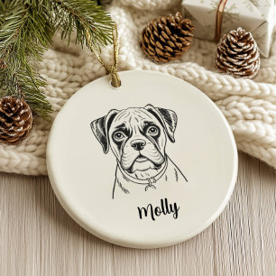Personalisierte Boxer-Hund-Weihnachten Keramik Ornament