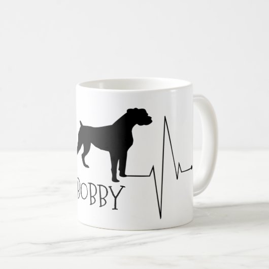 Personalisierte Boxer Liebe Mein Hund Herzschlag Kaffeetasse (VorderseiteRechts)