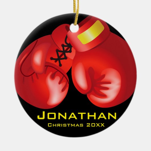 Personalisierte Boxhandschuhe Keramik Ornament (Vorne)