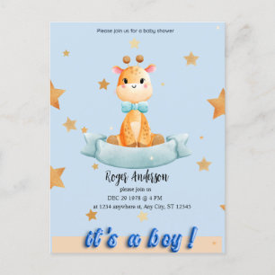 PERSONALISIERTE BOY BABY SHOWER-EINLADUNG ANKÜNDIGUNGSPOSTKARTE