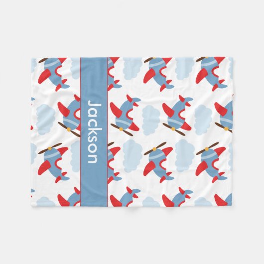 Personalisierte Boy-Flugzeuge Fleecedecke (Vorderseite (Horizontal))