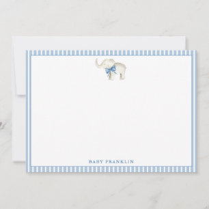 Personalisierte Boy Stationery Elephant Baby Dusch Dankeskarte