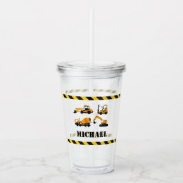 Personalisierte Boys Baustanzer Tumbler Acryltrinkbecher