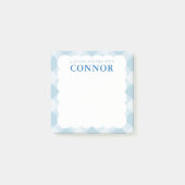Personalisierte BOYS Blue Gingham Karo Lunch Box Post-it Klebezettel (Vorderseite)