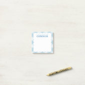 Personalisierte BOYS Blue Gingham Karo Lunch Box Post-it Klebezettel (Auf Schreibtisch)