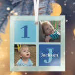 Personalisierte Boys Foto Collage Blue Weihnachten Ornament Aus Glas<br><div class="desc">Coole Weihnachtsschmuck aus 2 Foto für einen kleinen Jungen oder Kleinkind. Feiern Sie Ihr Kind mit niedlichen Fotografien von ihnen auf diesem fügen Sie Ihre eigene Fotogeschenk mit bezaubernden blauen Quadrate. Fügen Sie ihren Namen und ihr Alter für einen guten Sake hinzu.</div>