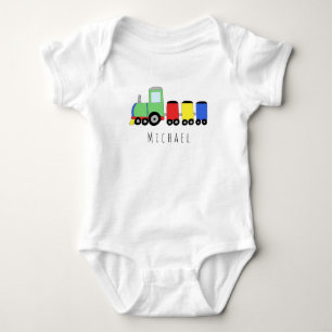 Personalisierte Boy's Locomotive Train mit Namen Baby Strampler