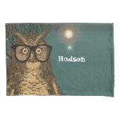 Personalisierte Boy's Room Owl mit Brillentextur Kissenbezug (Vorderseite)