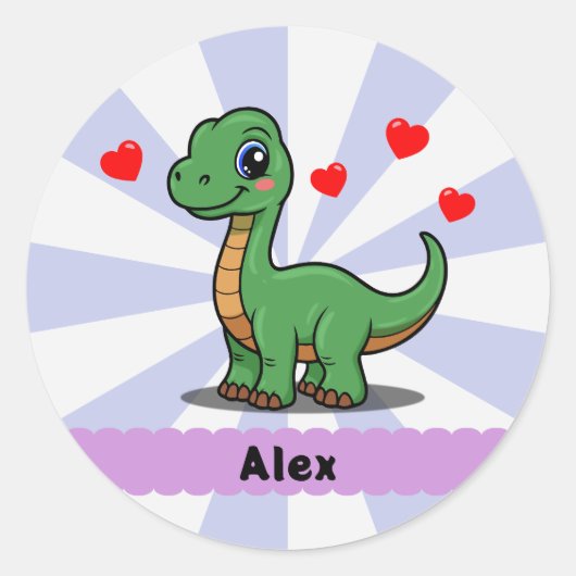 Personalisierte Brachiosaurus-Dinosaurier-Aufklebe Runder Aufkleber (Vorderseite)