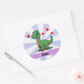 Personalisierte Brachiosaurus-Dinosaurier-Aufklebe Runder Aufkleber (Umschlag)