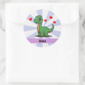 Personalisierte Brachiosaurus-Dinosaurier-Aufklebe Runder Aufkleber (Tasche)