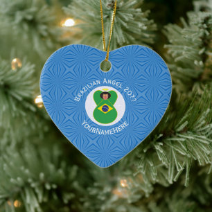 Personalisierte brasilianische Chanukka-Engelflagg Keramik Ornament