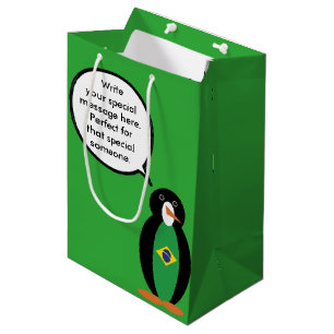 Personalisierte brasilianische Flagge sprechende M Mittlere Geschenktüte
