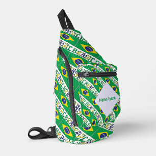 Personalisierte Brasilien-Flagge-Kacheln Crossbody Bag