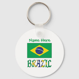 Personalisierte Brasilien-Flagge Runde Aluminium- Schlüsselanhänger