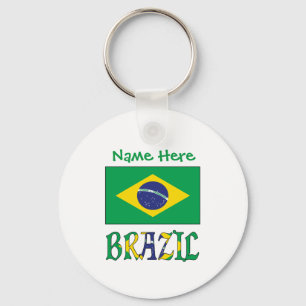 Personalisierte Brasilien-Flagge Runde Aluminium- Schlüsselanhänger