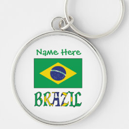 Personalisierte Brasilien-Flagge Runde Metall Schlüsselanhänger