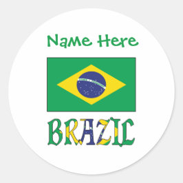 Personalisierte Brasilien-Flagge Runder Aufkleber