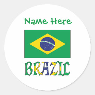 Personalisierte Brasilien-Flagge Runder Aufkleber