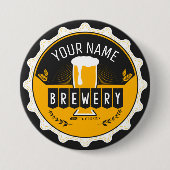 Personalisierte Brauerei Bierflasche Bar Button (Vorderseite)