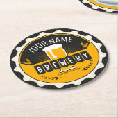 Personalisierte Brauerei Bierflasche Bar Runder Pappuntersetzer (Angewinkelt)