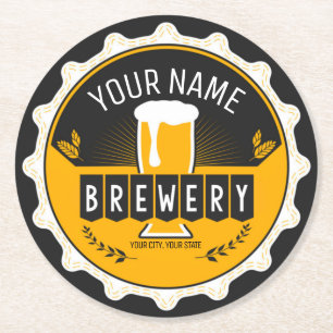 Personalisierte Brauerei Bierflasche Bar  Runder Pappuntersetzer