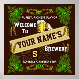 Personalisierte Brauerei / BierWillkommenszeichen Poster
