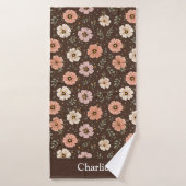 Personalisierte braune Blumen Badehandtuch (Badehandtuch)