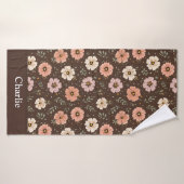 Personalisierte braune Blumen Badehandtuch (Badehandtuch)