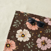 Personalisierte braune Blumen Strandtuch (Beispiel)