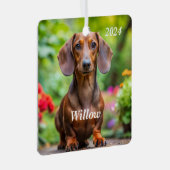 Personalisierte braune Dackel - Dackel Ornament Aus Metall (Vorderseite Rechts)