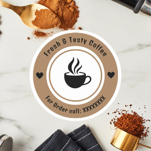 Personalisierte braune Kaffeetassen-Bestell-Etiket Runder Aufkleber