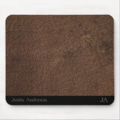 Personalisierte braune Ledermatte mit Initialen Mousepad (Vorne)
