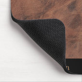Personalisierte braune Ledermatte mit Initialen Mousepad (Ecke)