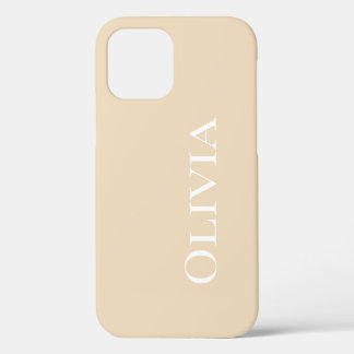 Personalisierte Bräune Moderne weiße Typografie iPhone 12 Pro Hülle