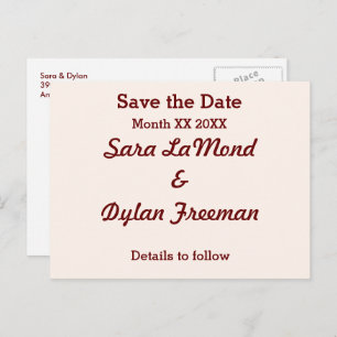 Personalisierte Bräune und Gräuel Save the Date Po Ankündigungspostkarte