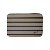 Personalisierte braune und schwarze Streifen Badematte (Vorderseite)