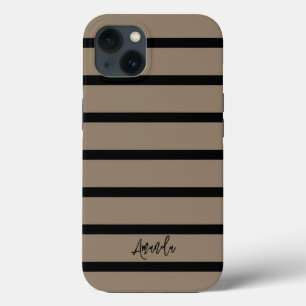 Personalisierte braune und schwarze Streifen Case-Mate iPhone Hülle