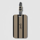 Personalisierte braune und schwarze Streifen Gepäckanhänger (Vorderseite Vertikal)