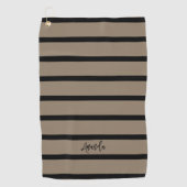 Personalisierte braune und schwarze Streifen Golfhandtuch (Vorderseite)