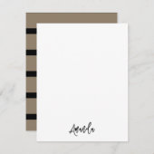 Personalisierte braune und schwarze Streifen Mitteilungskarte (Vorne/Hinten)