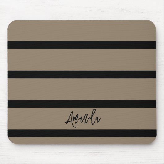 Personalisierte braune und schwarze Streifen Mousepad (Vorne)
