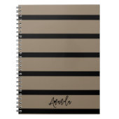Personalisierte braune und schwarze Streifen Notizblock (Vorderseite)