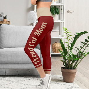 Personalisierte Bräunung Tiefrot Vintage Retro Kla Capri Leggings