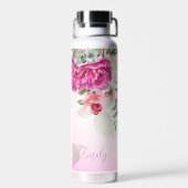 Personalisierte Bräunungsgeschenke magentafarben Trinkflasche (Rückseite)